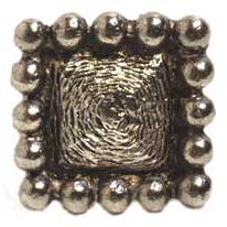 Emenee OR335-AMS Premier Collection Bead Edge Texture Small Square 1 inch in Antique Matte Silver Charisma Series